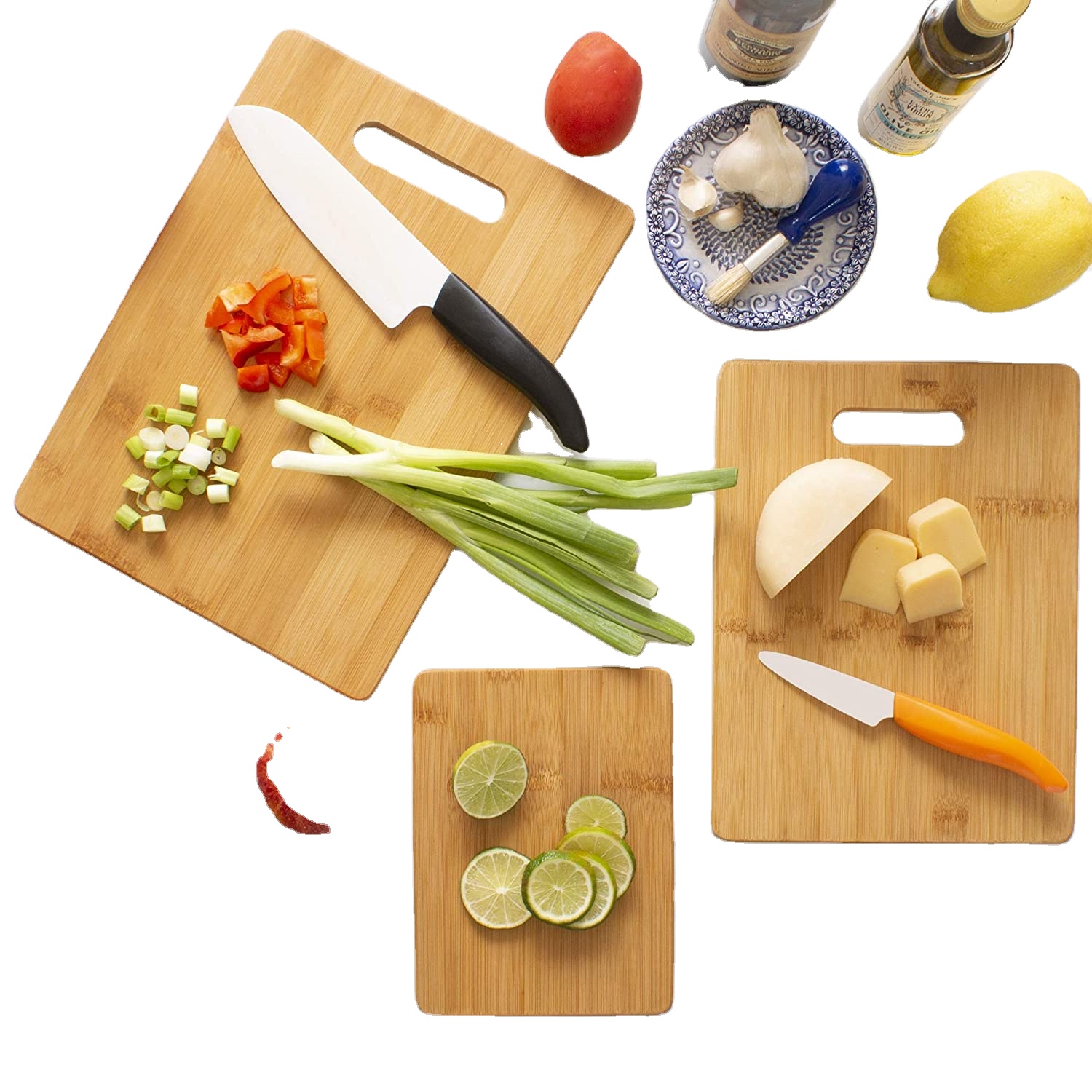 3pcs Bamboo cutting board for meat or fruit set