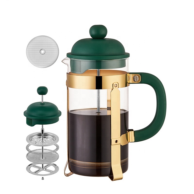 High borosilicate glass french coffee press with plastic lid D