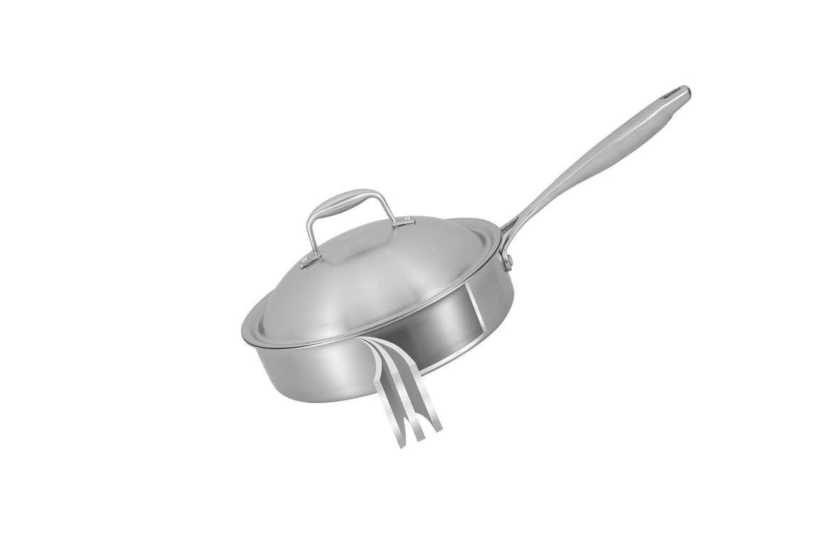 Stainless steel deep fry pan with steel lid
